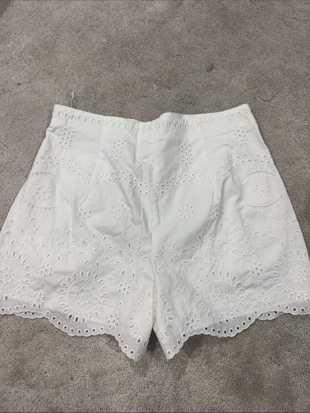 Zara White Eyelet High-Waist Shorts